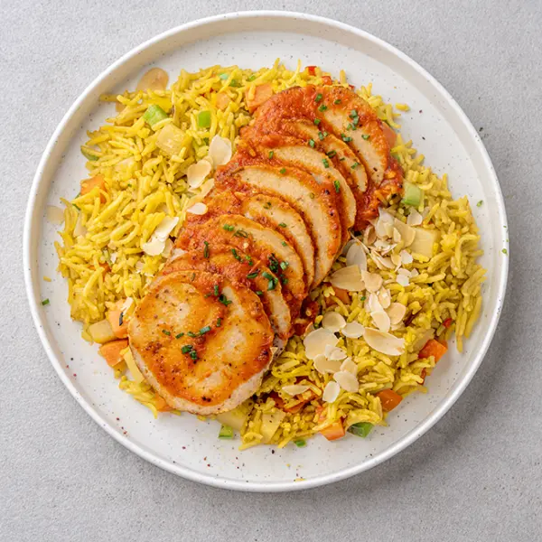 Mutton Doner Bowl with Roasted Vegetables and Rice